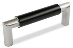Poignée de Meuble – 96mm d&rsquo;Entraxe – Nickel Mat/Noir (Lot de 2)