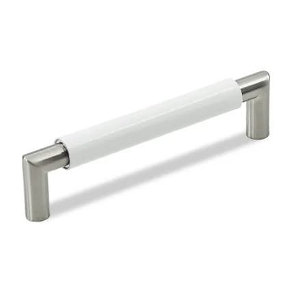 Poignée de Meuble de 128mm d'Entraxe en finition Chrome Brillant Poli / Blanc (Lot de 2)