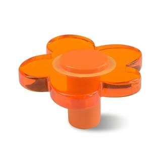 Bouton de Meuble en forme de Fleur Orange en Acrylique d'une largeur de 55 mm