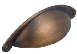 Poignée de Meuble Coquille – 64mm d&rsquo;Entraxe – Laiton Vieilli/Noir (Lot de 2)